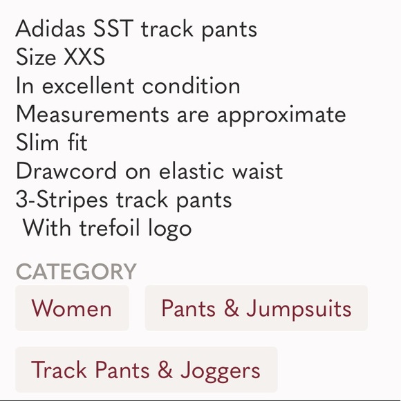 Adidas SST Track Pant Trefoil Logo Sz XXS - Picture 10 of 10